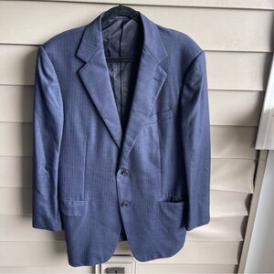 Ermengildo Zegna Blazer Sport Coat Men's 52R‎ Navy Blue 100% Cashmere *FLAWED*